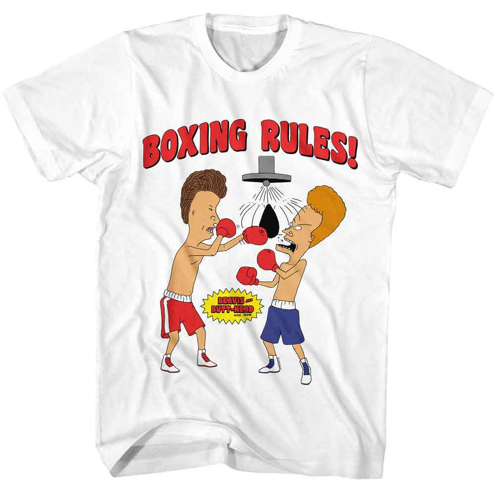 BEAVIS AND BUTTHEAD SHIRT BOXING RULES WHITE